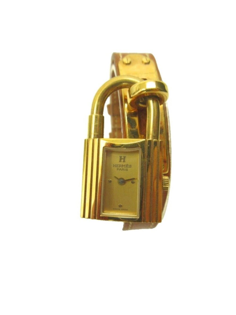 Hermes Kelly Watch Bracelet Leather Quartz Brown
